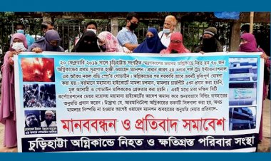 চুড়িহাট্টার ওয়াহেদ ম্যানশন খুলে দেওয়ার প্রতিবাদে মানববন্ধন